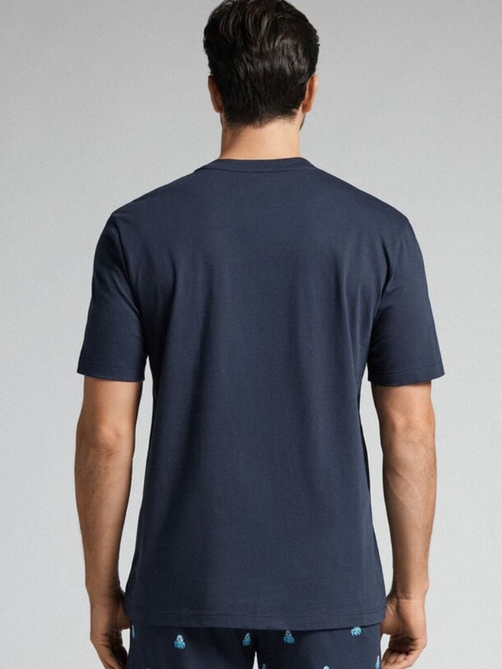 IUMAN Intimissimi Octopus Print Short Cotton T-Shirt Dark Blue New, Size XL - Picture 4 of 16